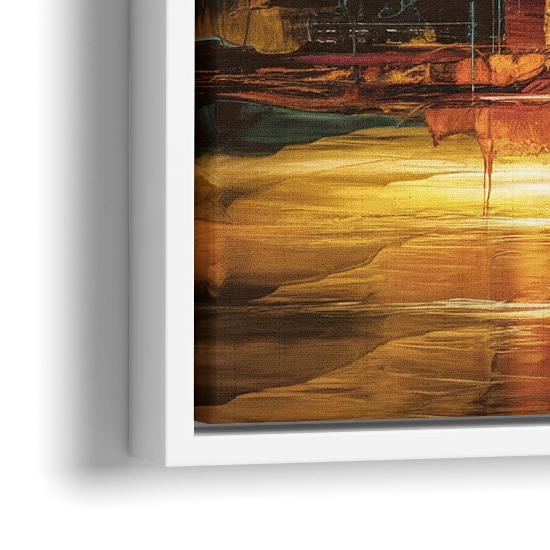 Houston Cityscape - Close-Up White Frame Canvas