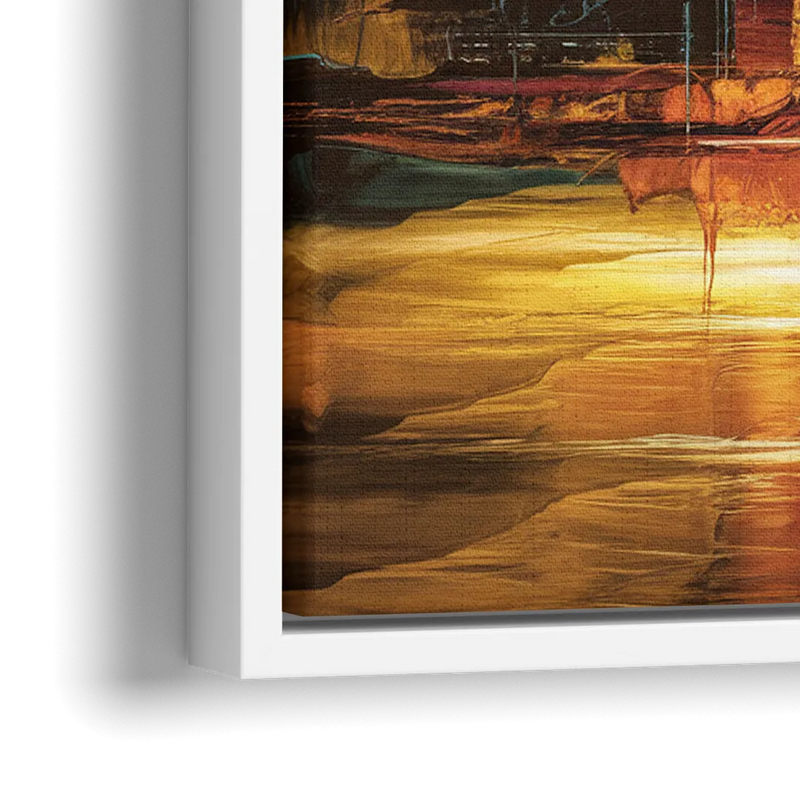 Houston Cityscape - Close-Up White Frame Canvas