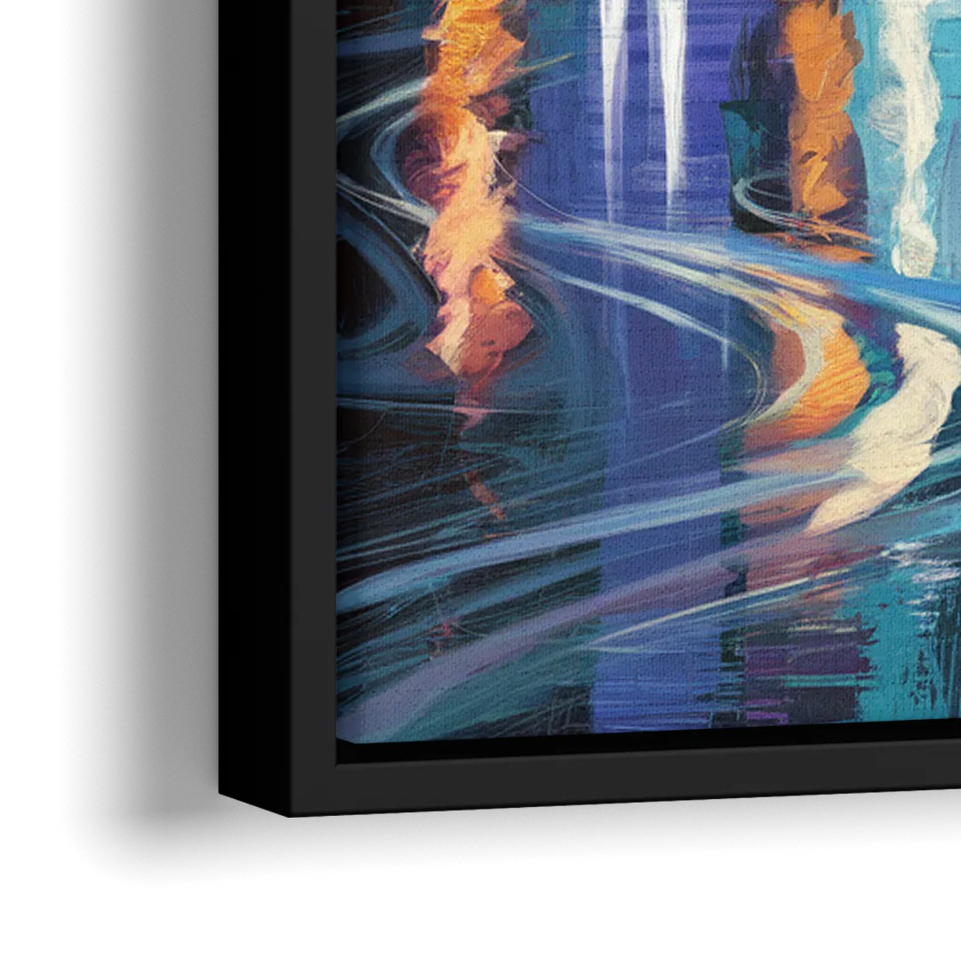 Minneapolis Urban Skyline Reflection - Close-Up Black Frame Canvas