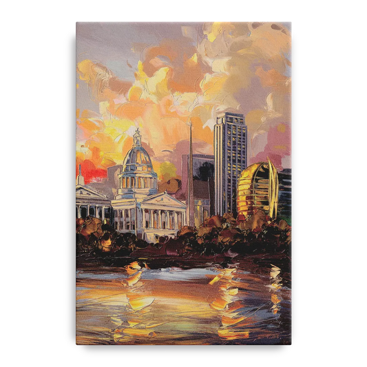 Little Rock Skyline at Sunset - Canvas Wall Art