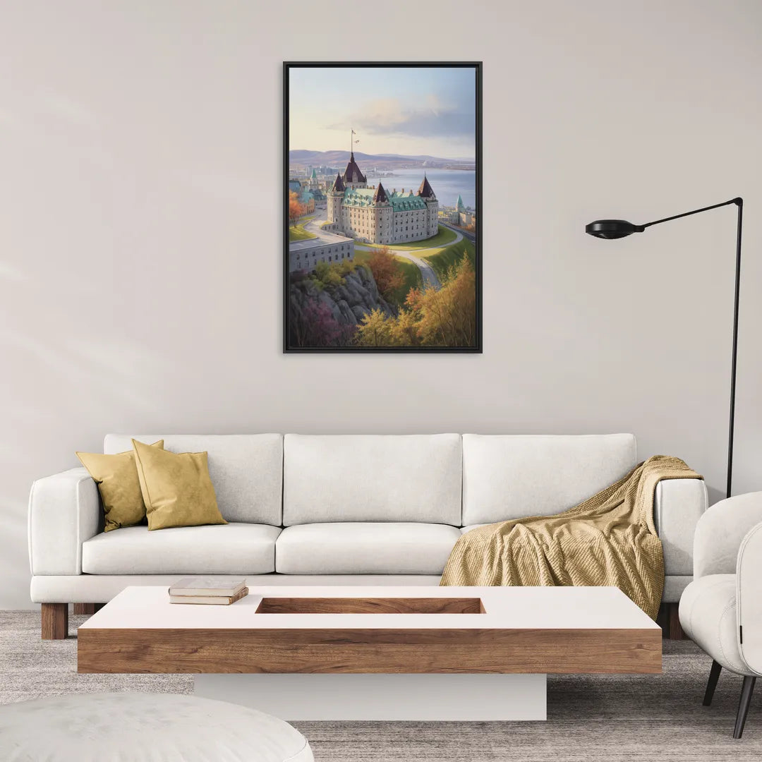 Citadel of Quebec - Living Room Black Frame Canvas