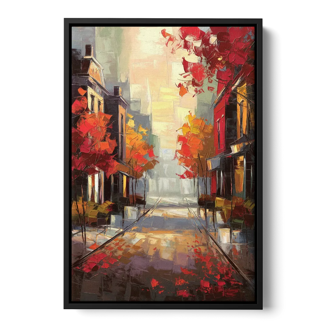 Huntsville Autumn Foliage Charm - Black Frame Canvas