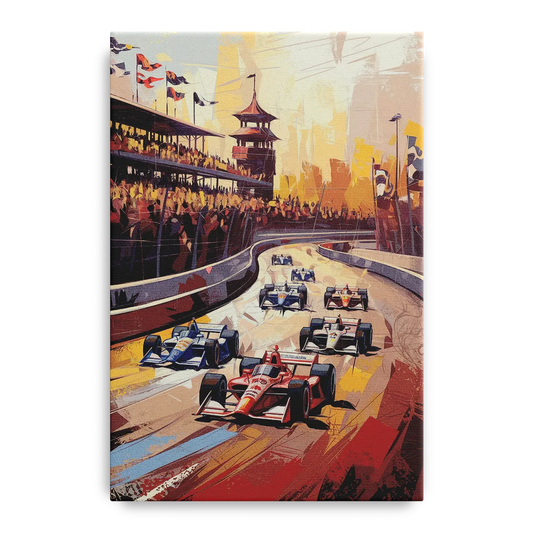 Indianapolis Motor Speedway Racing Scene - Canvas Wall Art