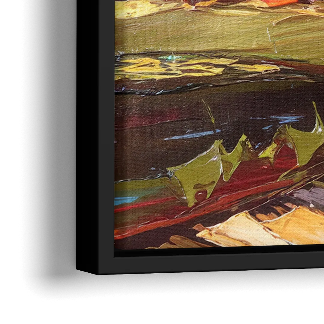 Durham Autumn Colors - Close-Up Black Frame Canvas