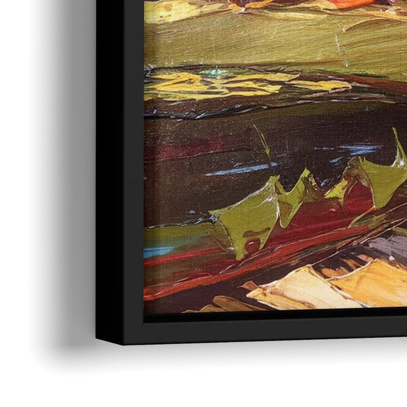 Durham Autumn Colors - Close-Up Black Frame Canvas