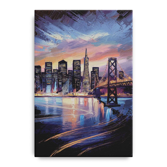 San Francisco Downtown Lights - Canvas Wall Art