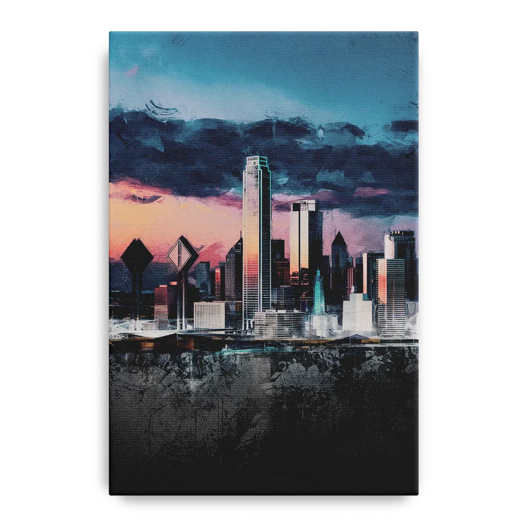 Dallas Cityscape Panorama - Canvas Wall Art