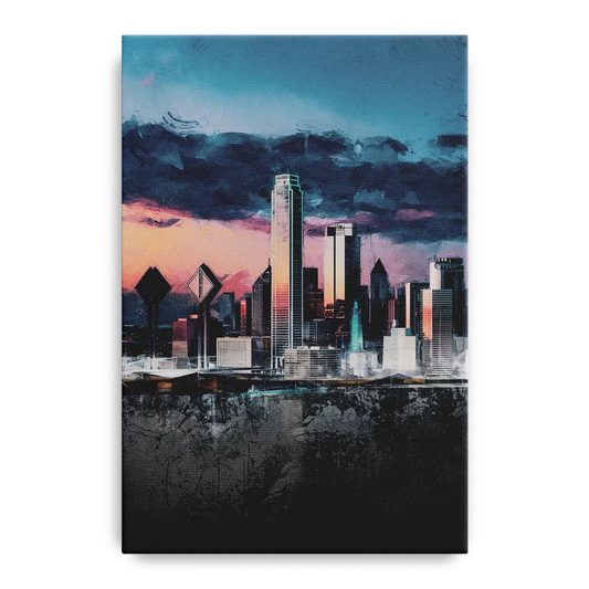 Dallas Cityscape Panorama - Canvas Wall Art