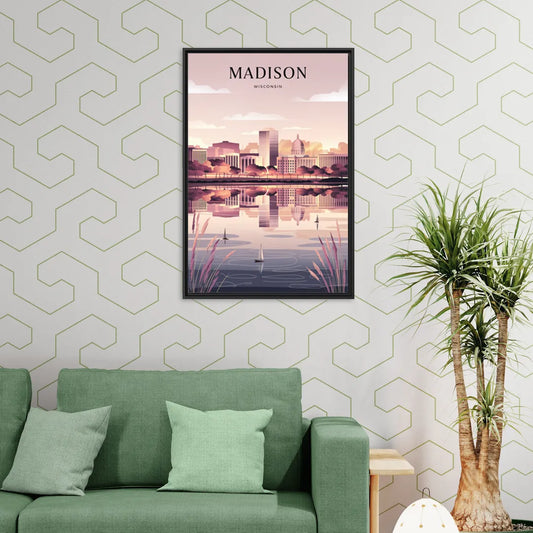 Madison Lake Monona Reflections - Living Room Black Frame Canvas
