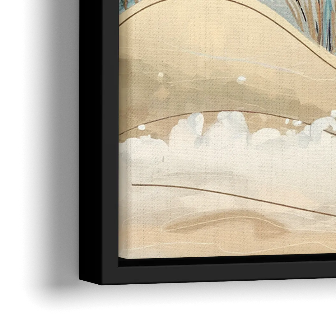 Myrtle Beach Seagulls In Flight - Close-Up Black Frame Canvas