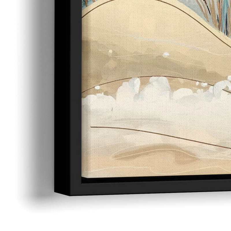 Myrtle Beach Seagulls In Flight - Close-Up Black Frame Canvas