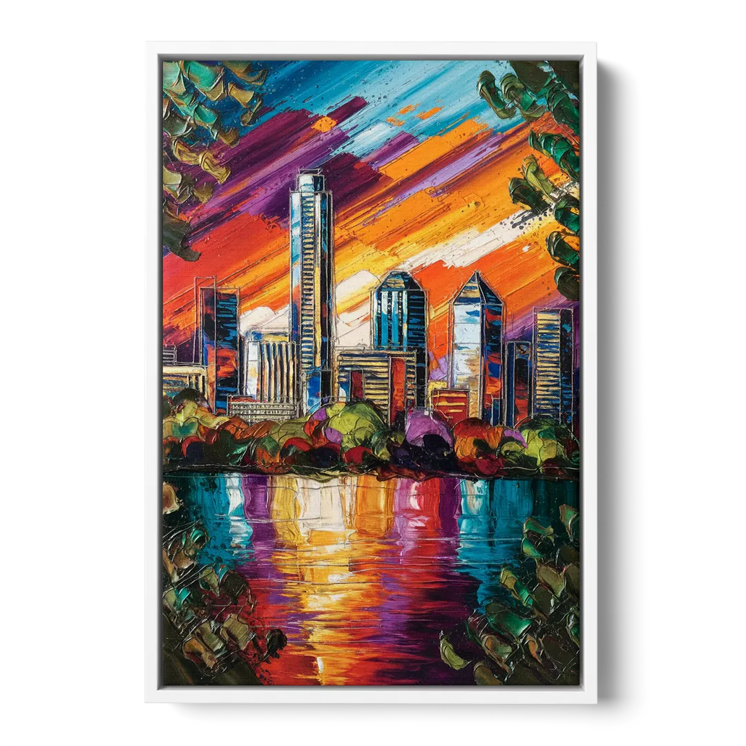 Austin Downtown Vibes - White Frame Canvas