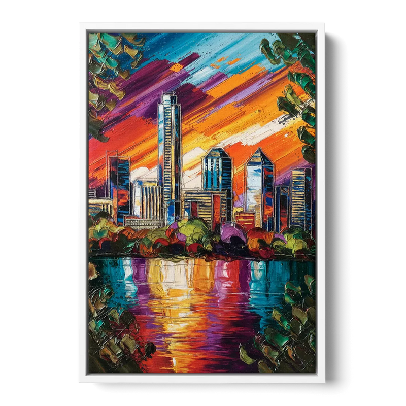 Austin Downtown Vibes - White Frame Canvas