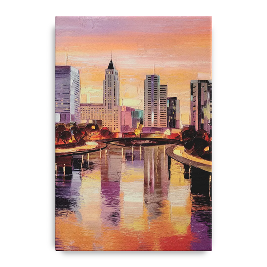 Columbus Cityscape Reflection - Canvas Wall Art