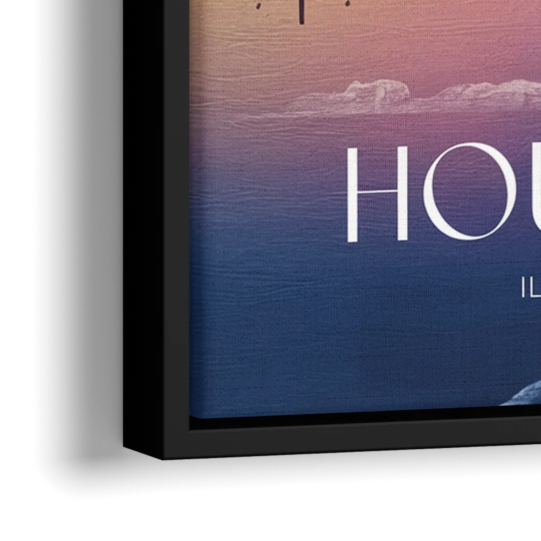 Houston Iconic Landmarks - Close-Up Black Frame Canvas