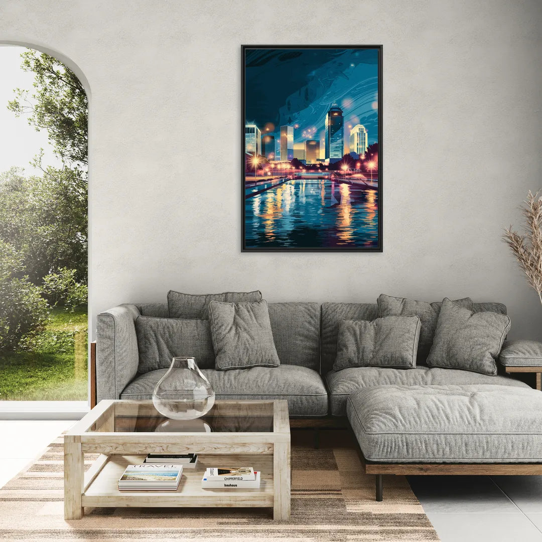Henderson City Lights - Living Room Black Frame Canvas