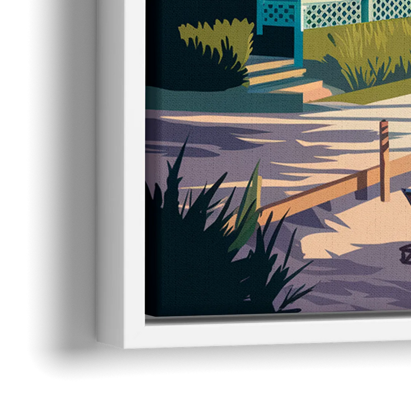 Key West Florida Coastline - Close-Up White Frame Canvas