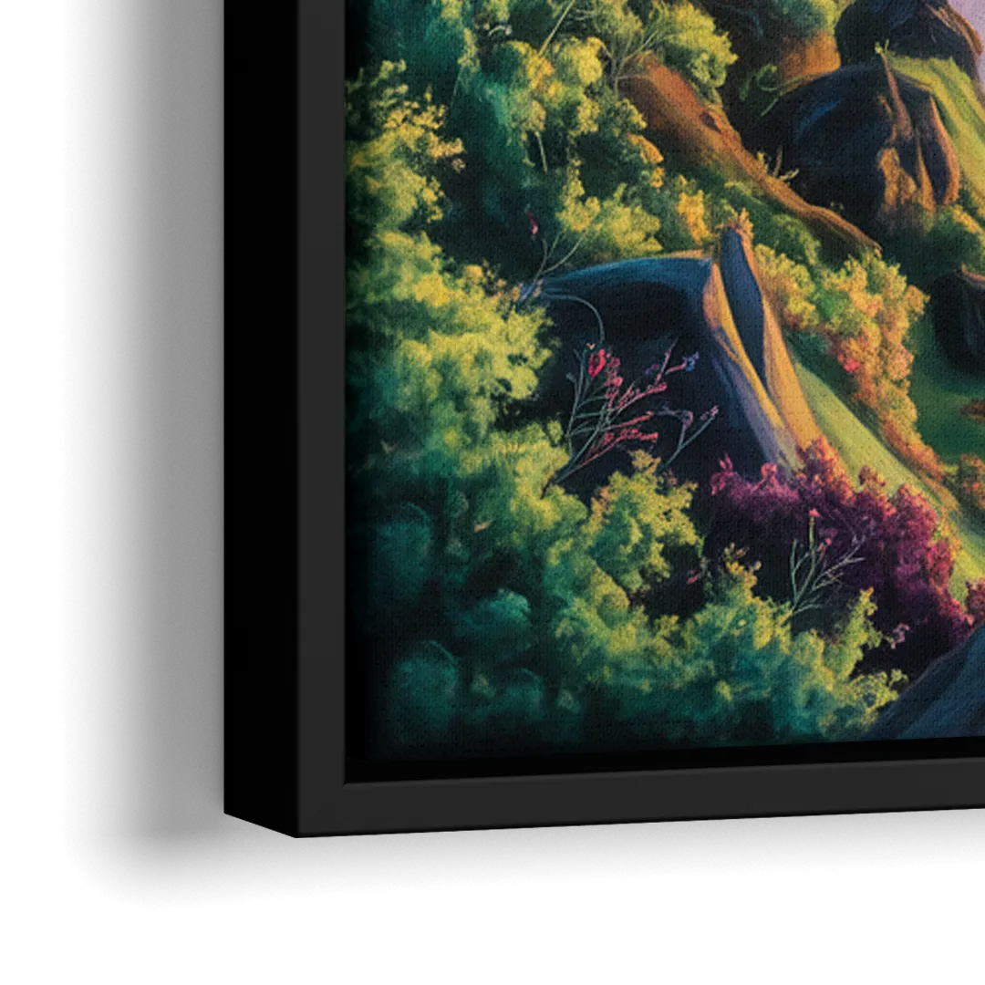 Niagara Falls Close Up - Close-Up Black Frame Canvas