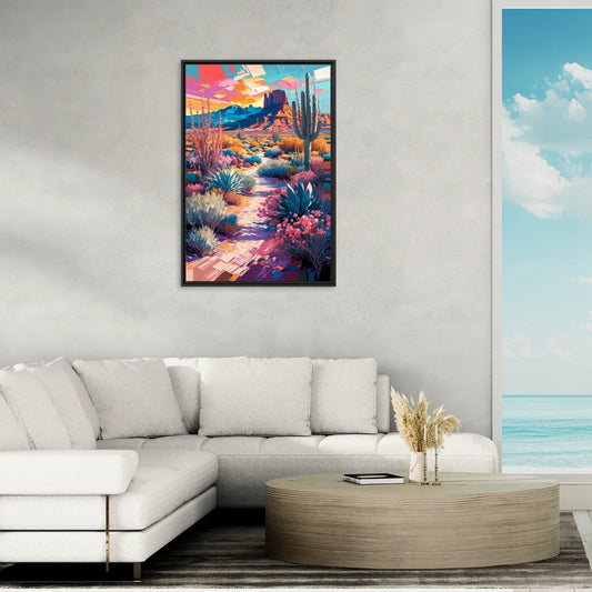 Henderson Desert Bloom - Living Room Black Frame Canvas