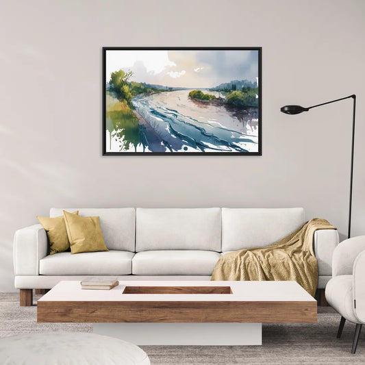 Saint Lawrence River View - Living Room Black Frame Canvas