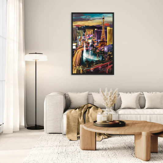 Las Vegas Iconic Strip - Living Room Black Frame Canvas