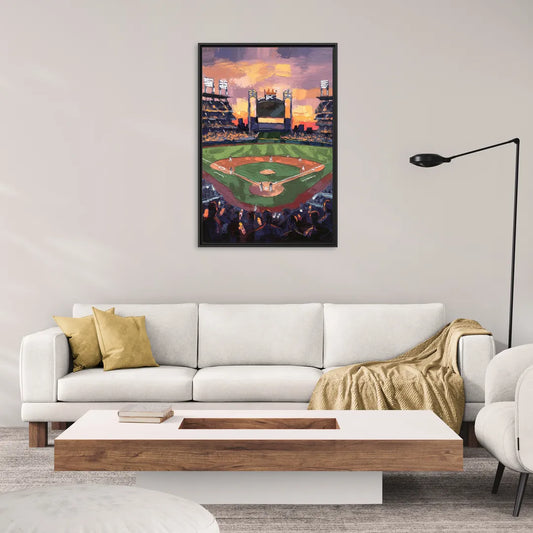 Kansas City Royals Stadium View - Living Room Black Frame Canvas