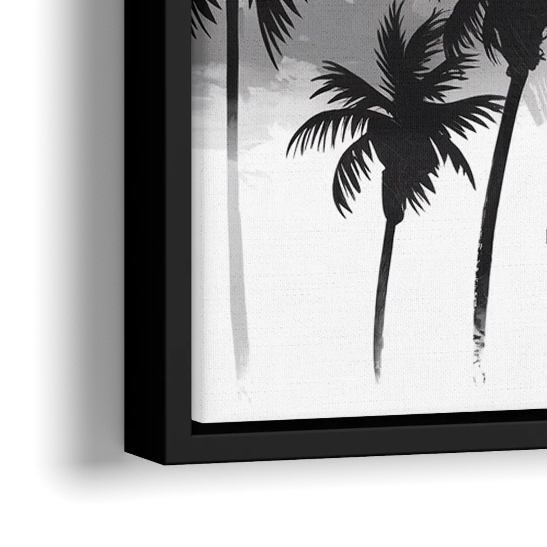 Los Angeles Black and White Cityscape - Close-Up Black Frame Canvas