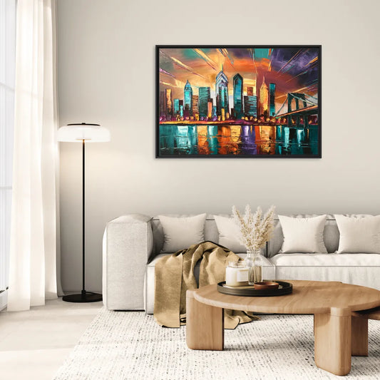 Philadelphia Mural Art - Living Room Black Frame Canvas