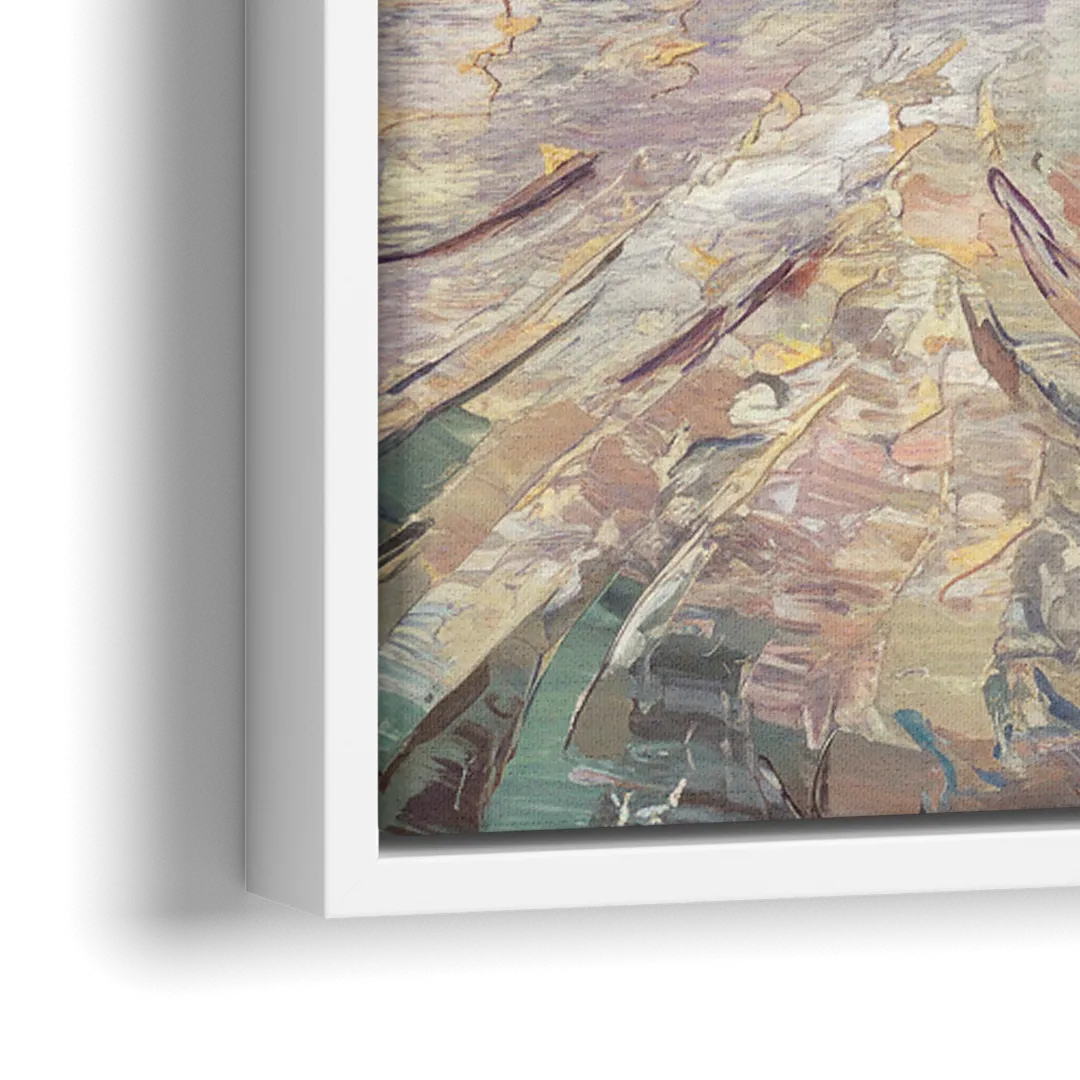 Cincinnati Skyline at Dawn - Close-Up White Frame Canvas