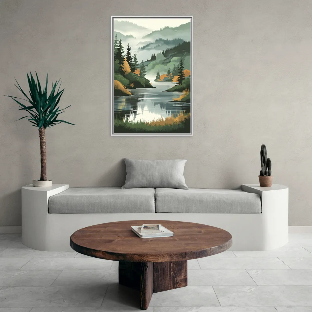 Ontario Lake Reflections - Living Room White Frame Canvas