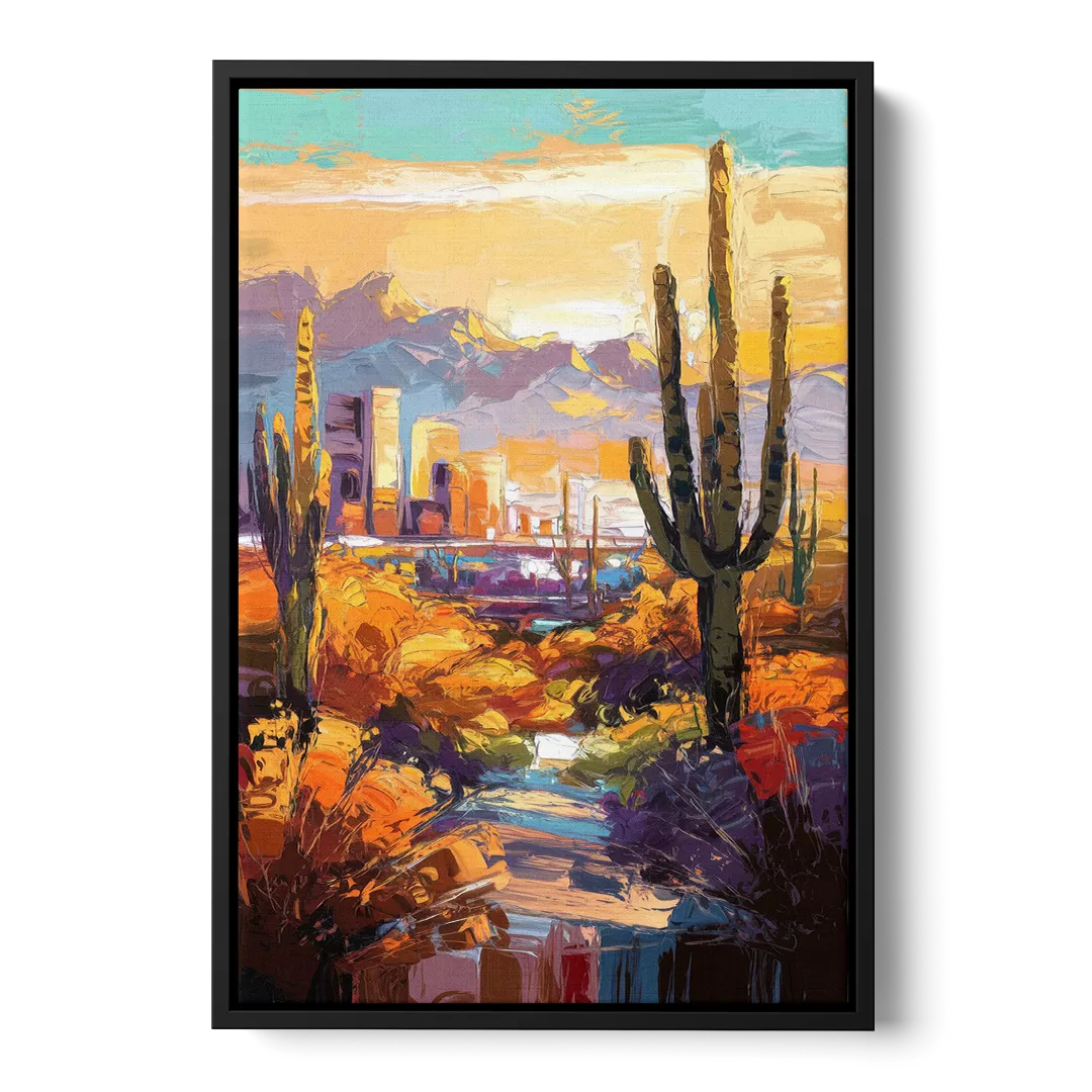 Phoenix Vibrant Urban Desert - Black Frame Canvas