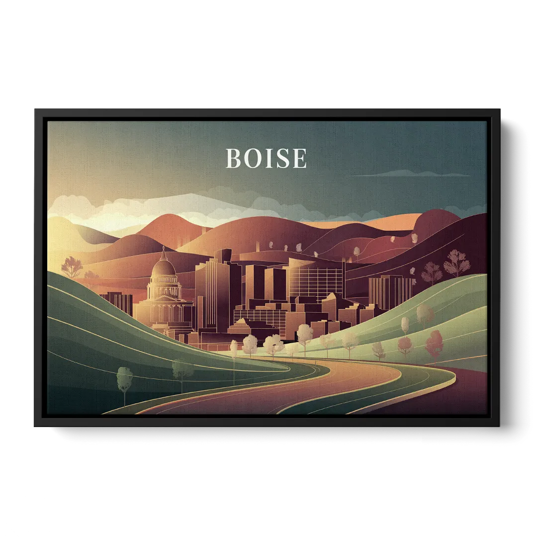 Boise Foothills Landscape - Black Frame Canvas
