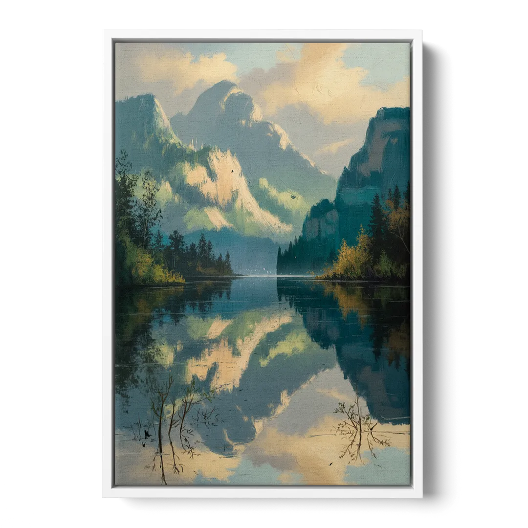 North Shore Mountains - White Frame Canvas