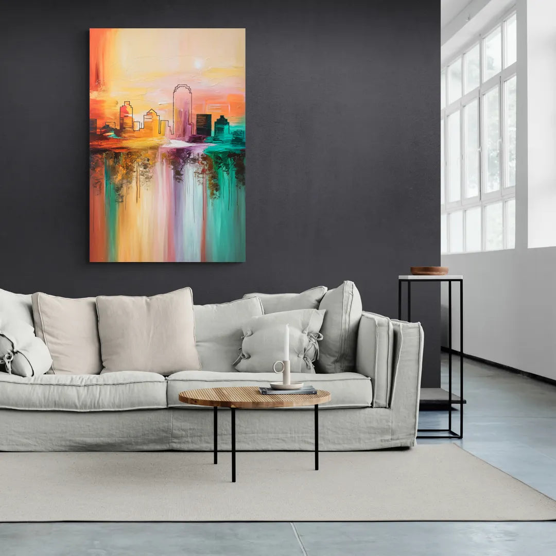 Tulsa Skyline Sunset - Canvas Wall Art Living Room