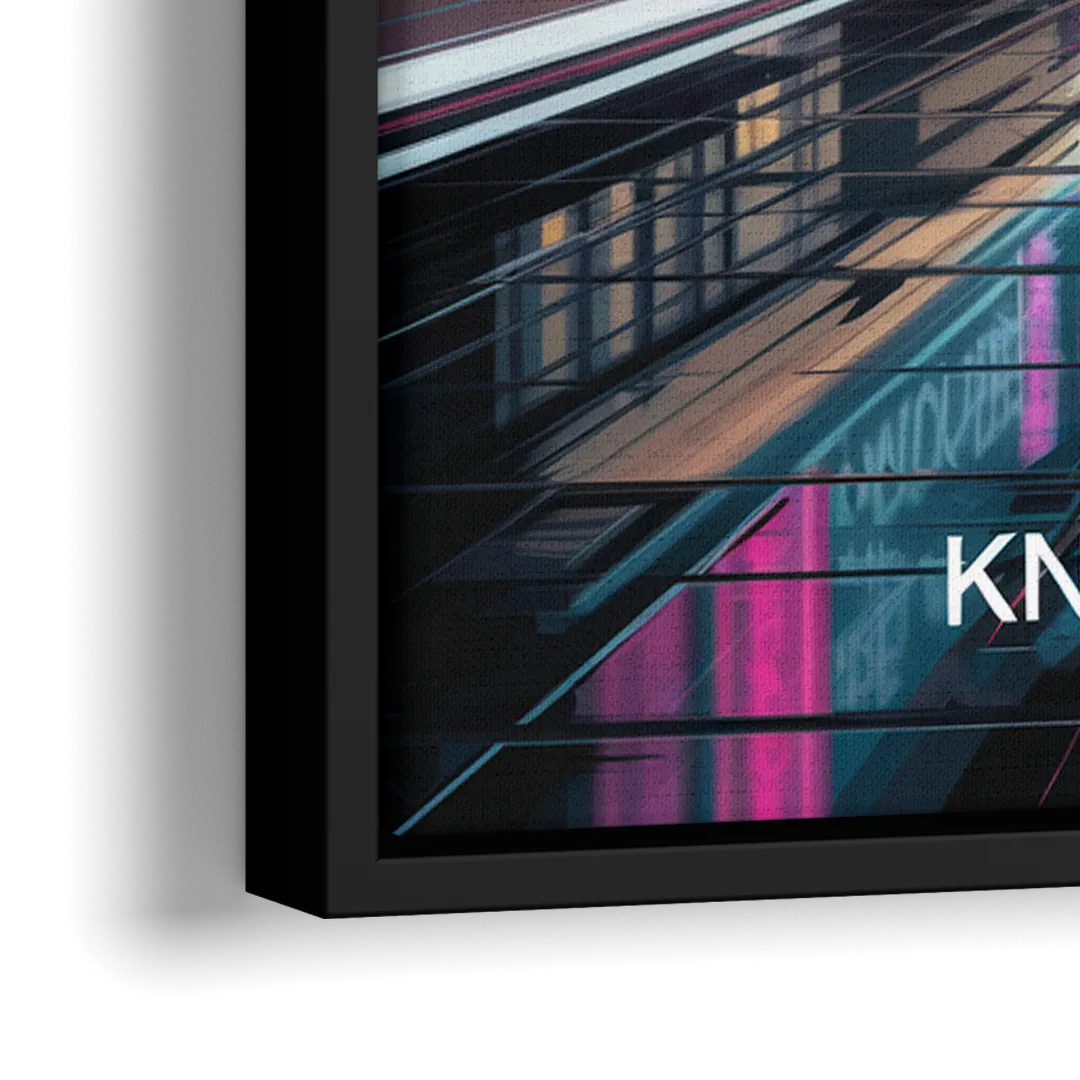 Knoxville Urban Night Lights - Close-Up Black Frame Canvas