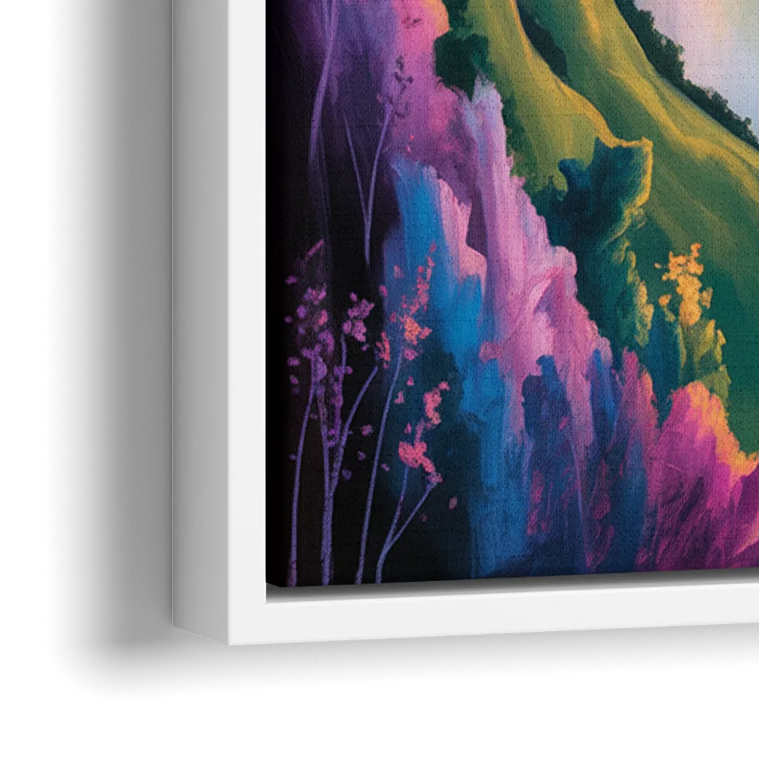 Niagara Falls Rainbow Light - Close-Up White Frame Canvas