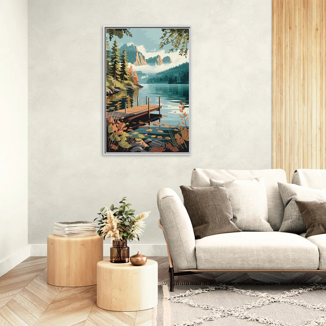Ontario Lakeside Bliss - Living Room White Frame Canvas