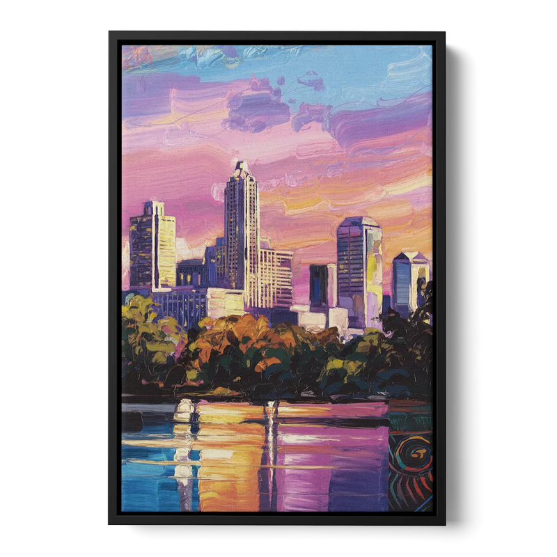 Austin East Side Murals - Black Frame Canvas