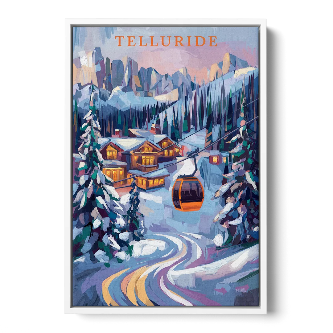 Telluride Winter Wonderland - White Frame Canvas
