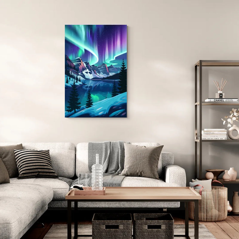Aurora Night Horizon - Canvas Wall Art Living Room