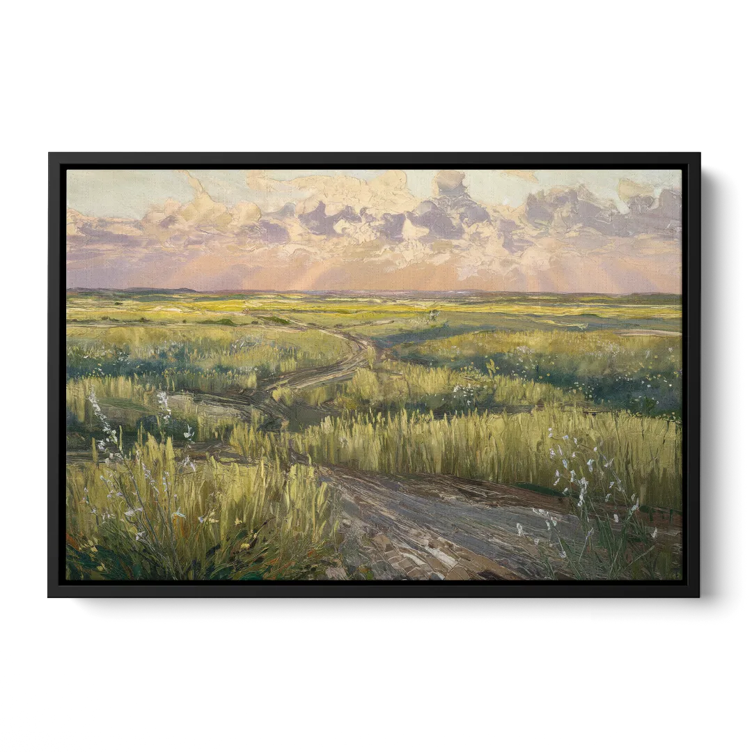 Lubbock Prairie Landscape - Black Frame Canvas
