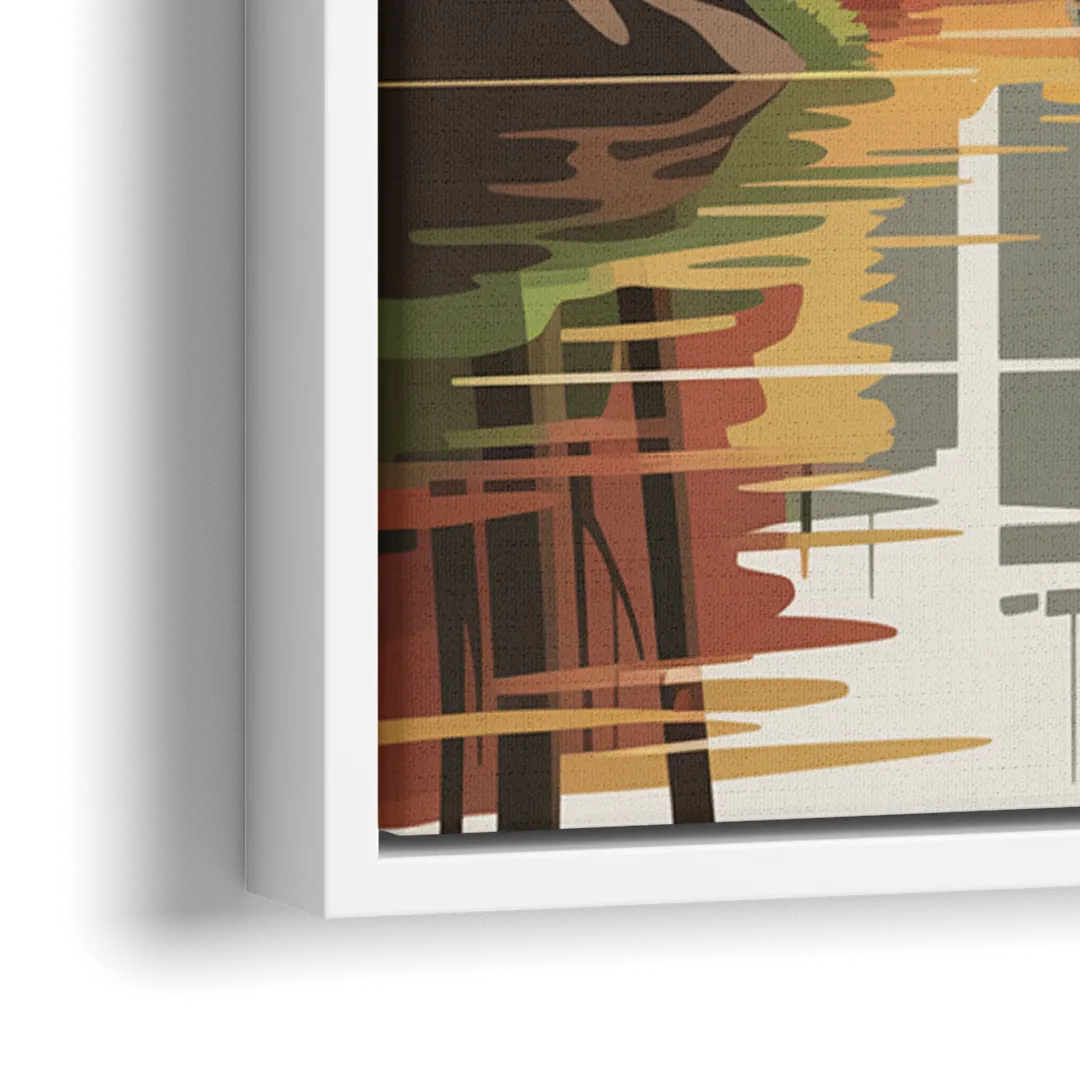 Montreal Autumn Foliage - Close-Up White Frame Canvas