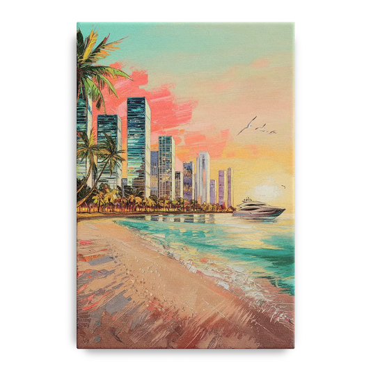 Miami Beachfront Horizon - Canvas Wall Art