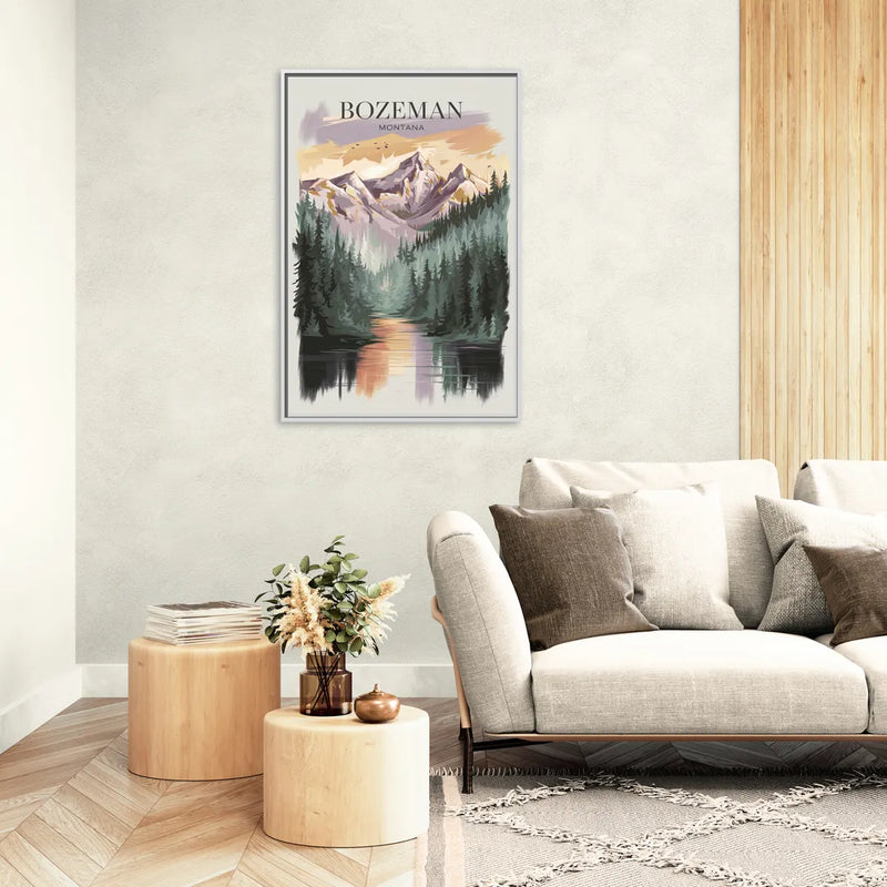 Bozeman Montana Wilderness - Living Room White Frame Canvas