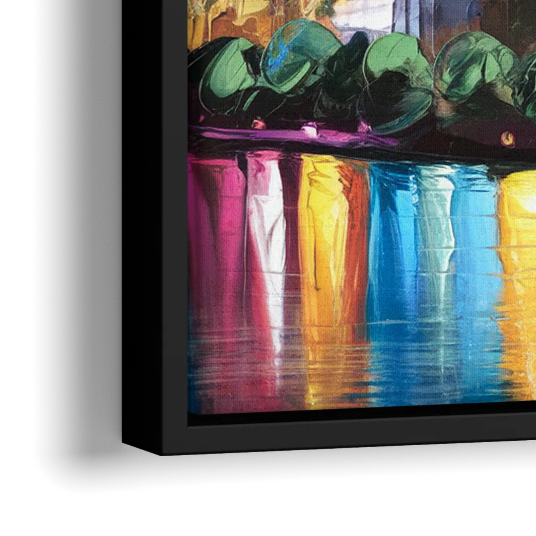 Dallas Skyline at Sunset - Close-Up Black Frame Canvas