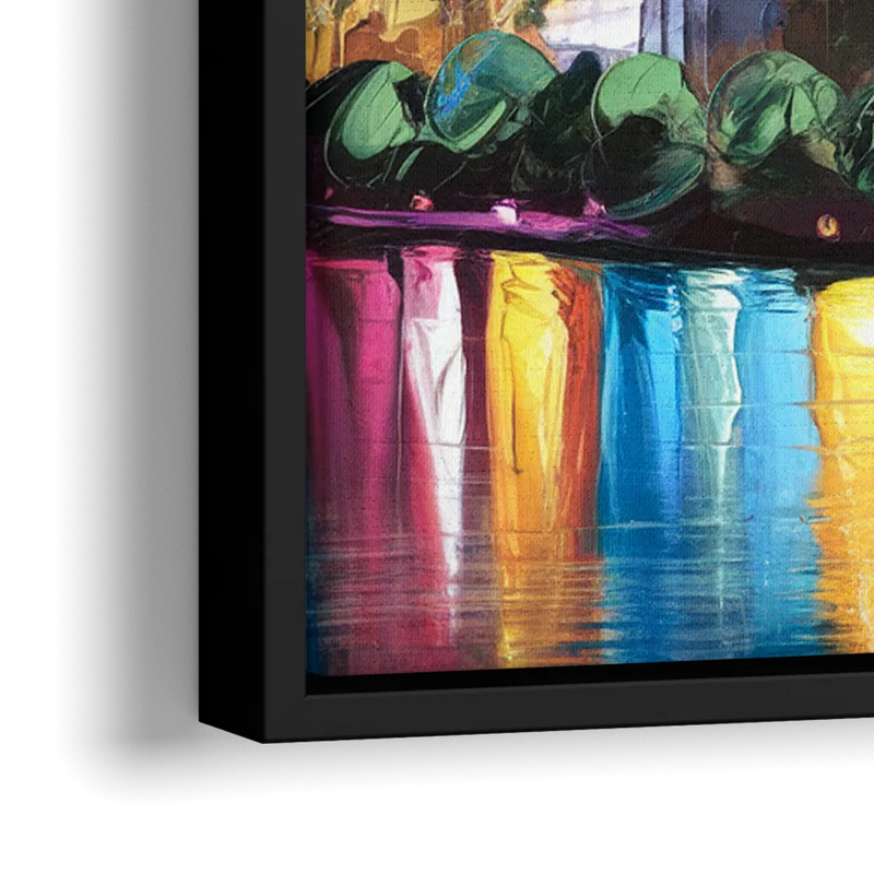 Dallas Skyline at Sunset - Close-Up Black Frame Canvas