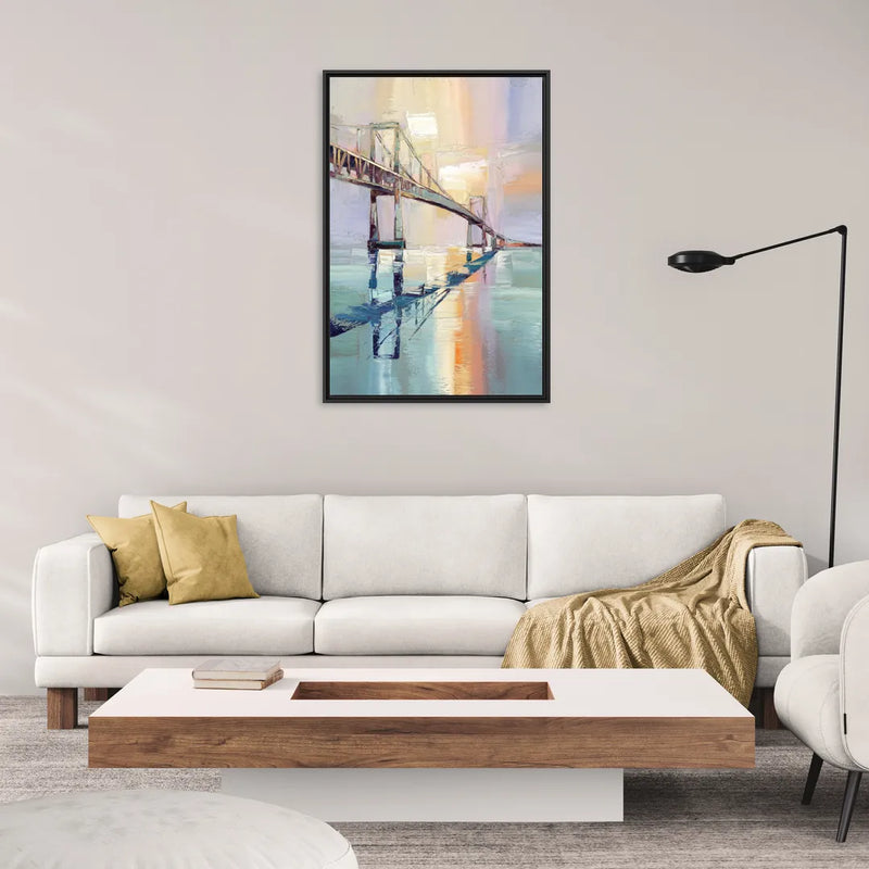 Corpus Christi Harbor Bridge - Living Room Black Frame Canvas