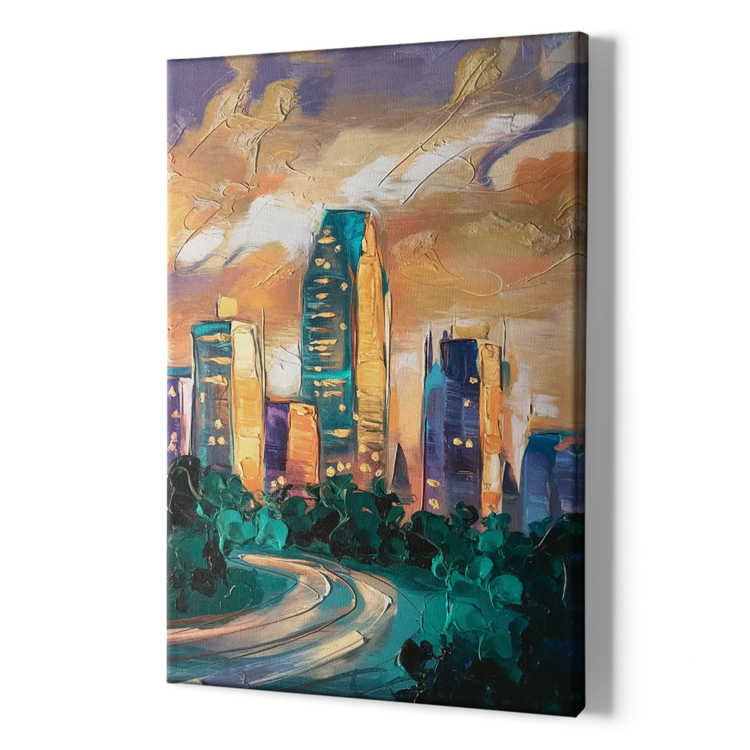 Raleigh Contemporary Cityscape - Canvas Print Art Sides