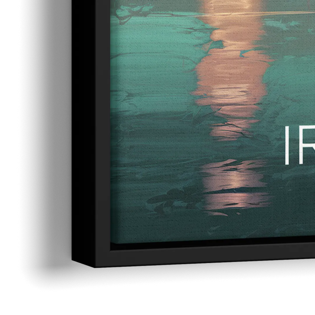 Irving Skyline Reflection - Close-Up Black Frame Canvas