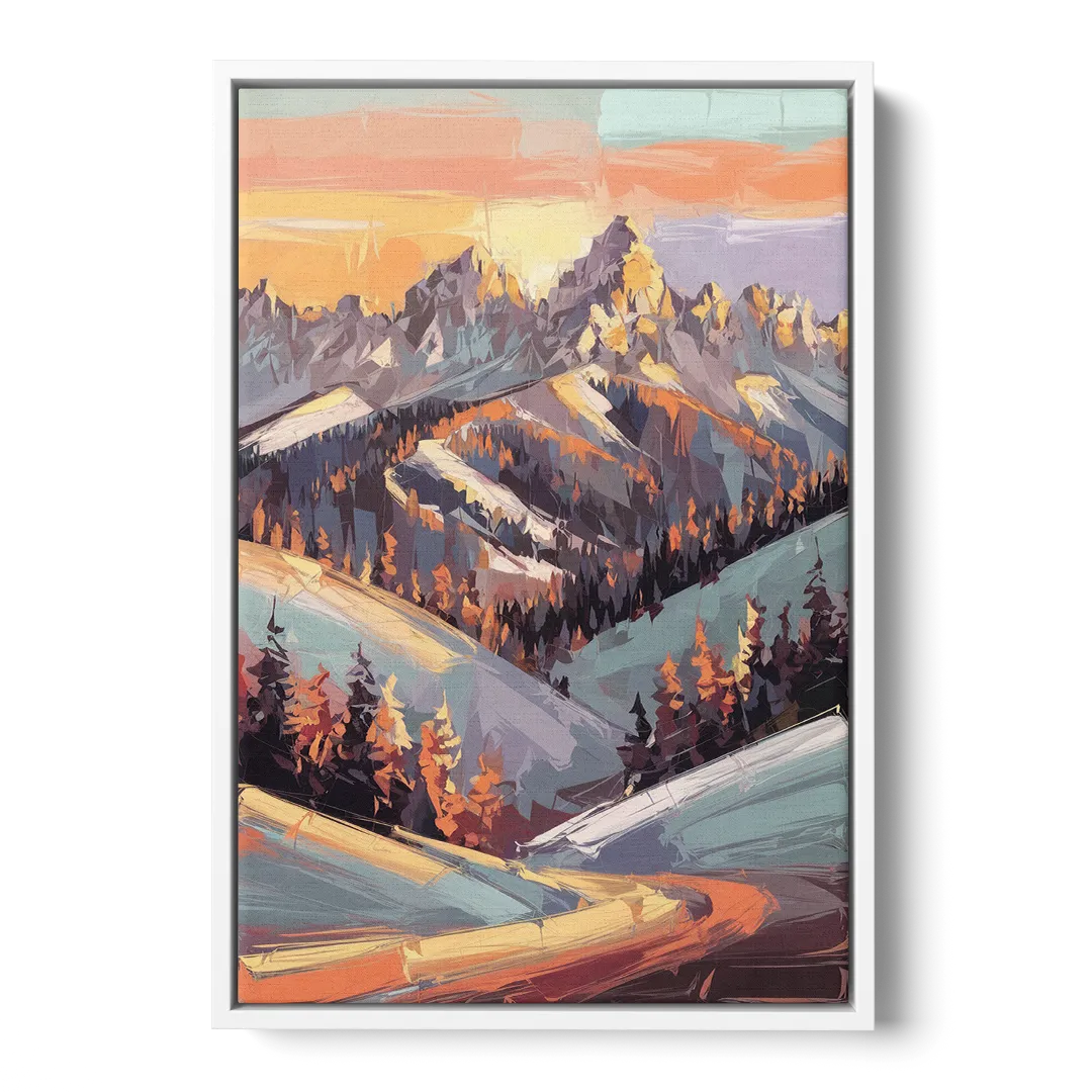 Park City Sunrise Panorama - White Frame Canvas
